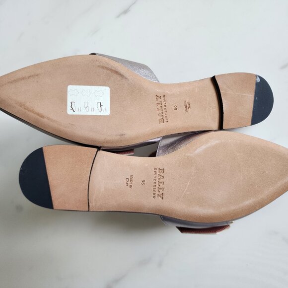 NWT Bally Hamelin Buckle Flat Mules in Champagne Gold ✨ (#135) - Picture 9 of 9